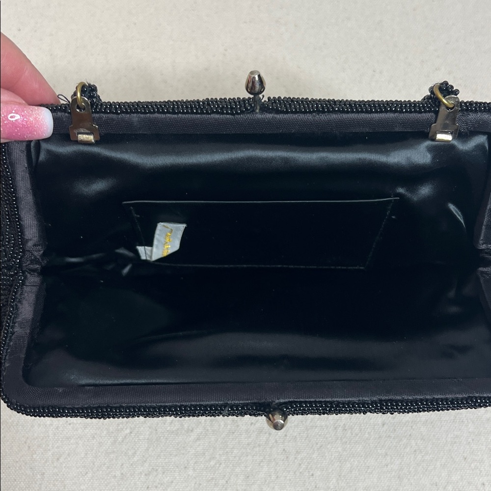 Vintage Black Beaded Evening Clutch Made in Japan – Stunning Hand-Beaded Design - Picture 9 of 10